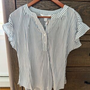 Market & Spruce Navy and White Striped Blouse